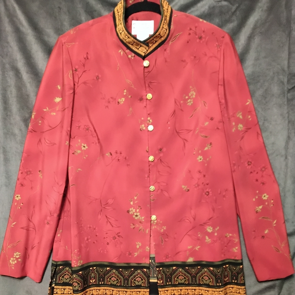 Karin Stevens Jacket Red with Gold and Black Details